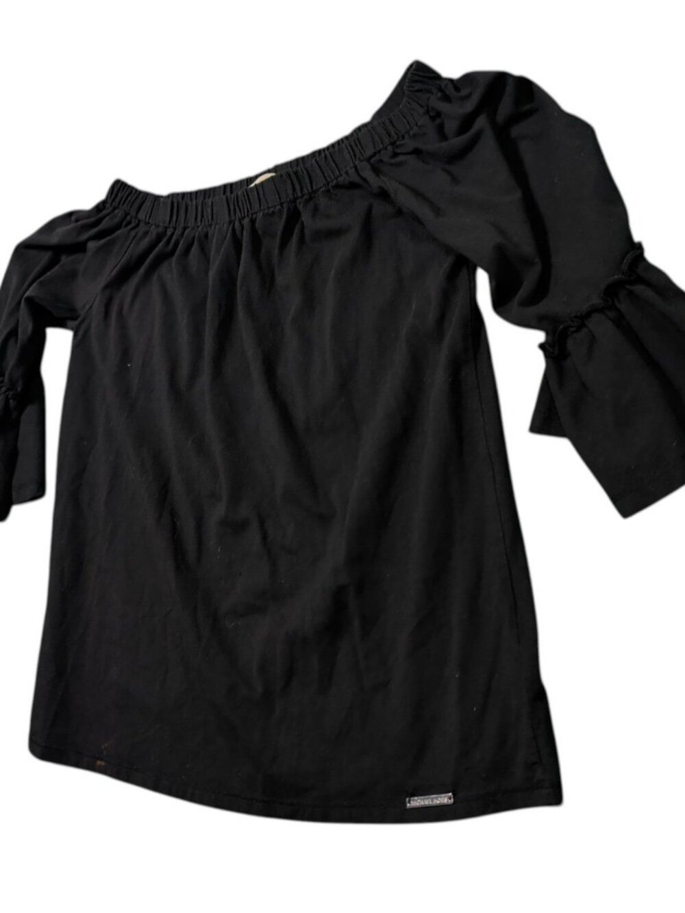 Michael Kors Womens Size XS Black Off Shoulder Bell Sleeve Peasant Top Blouse